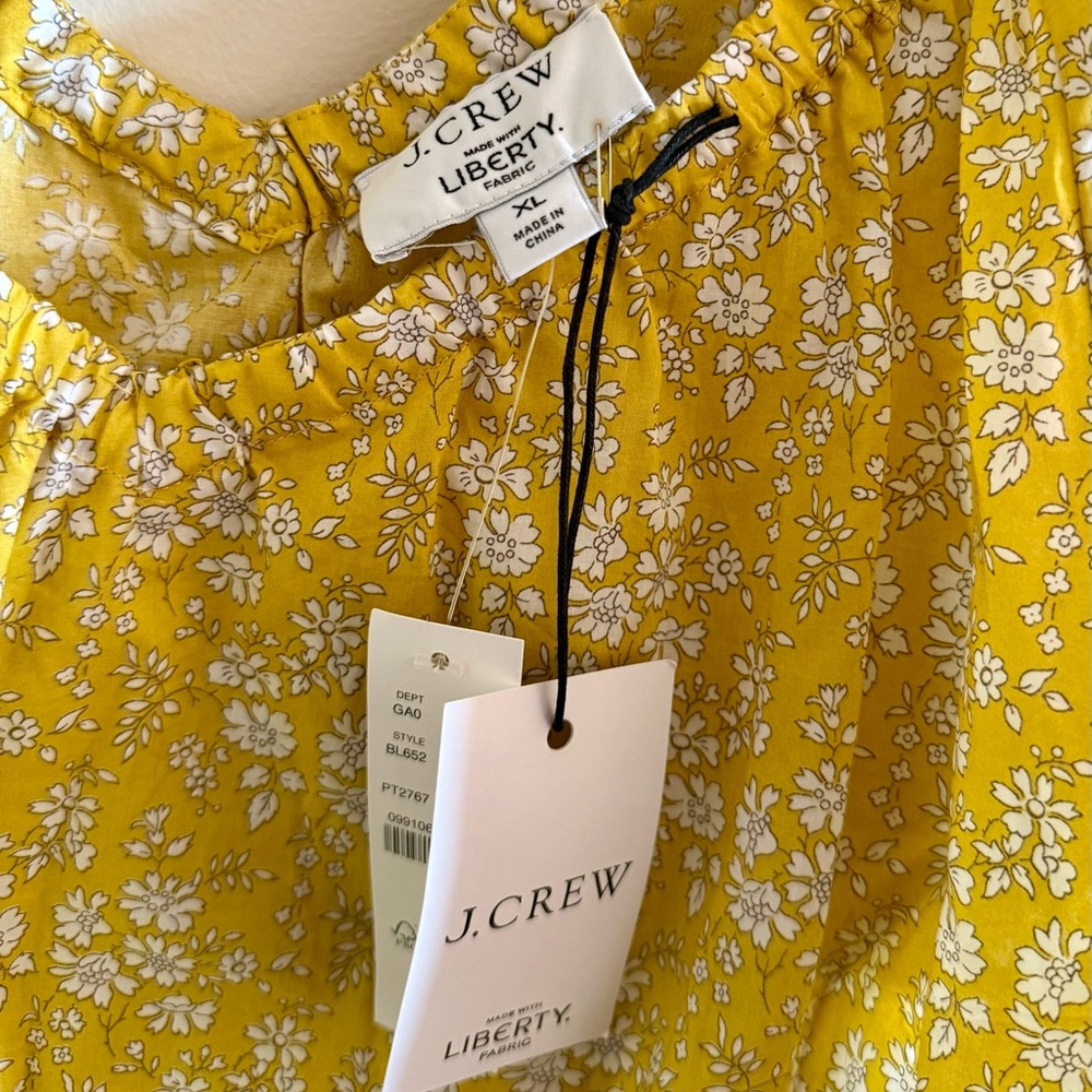 NWT J. Crew x Liberty of Yellow Floral Top Size XL - Picture 6 of 7